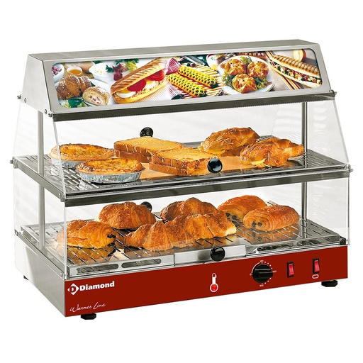 [12844] VLD2/R Vitrine chauffante avec bloc lumineux, 2 étages